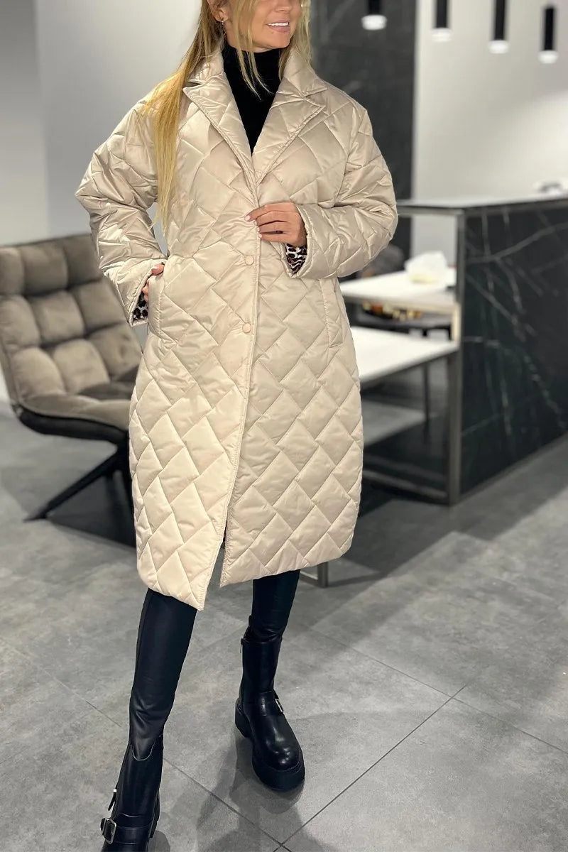 Énore | Manteau Hiver Femme Matelassé Réversible Mi-Long Élégant