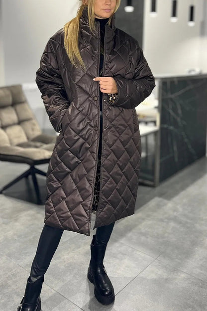 Énore | Manteau Hiver Femme Matelassé Réversible Mi-Long Élégant