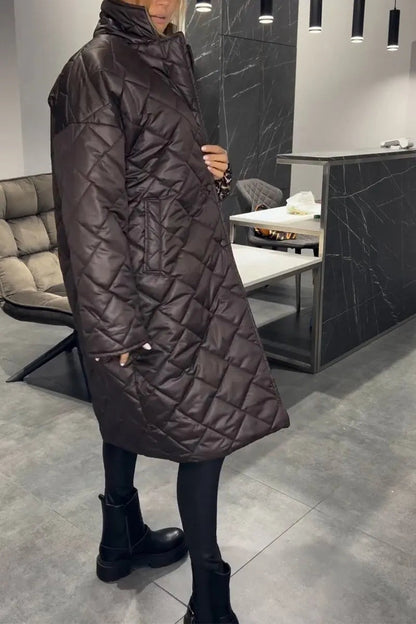 Énore | Manteau Hiver Femme Matelassé Réversible Mi-Long Élégant