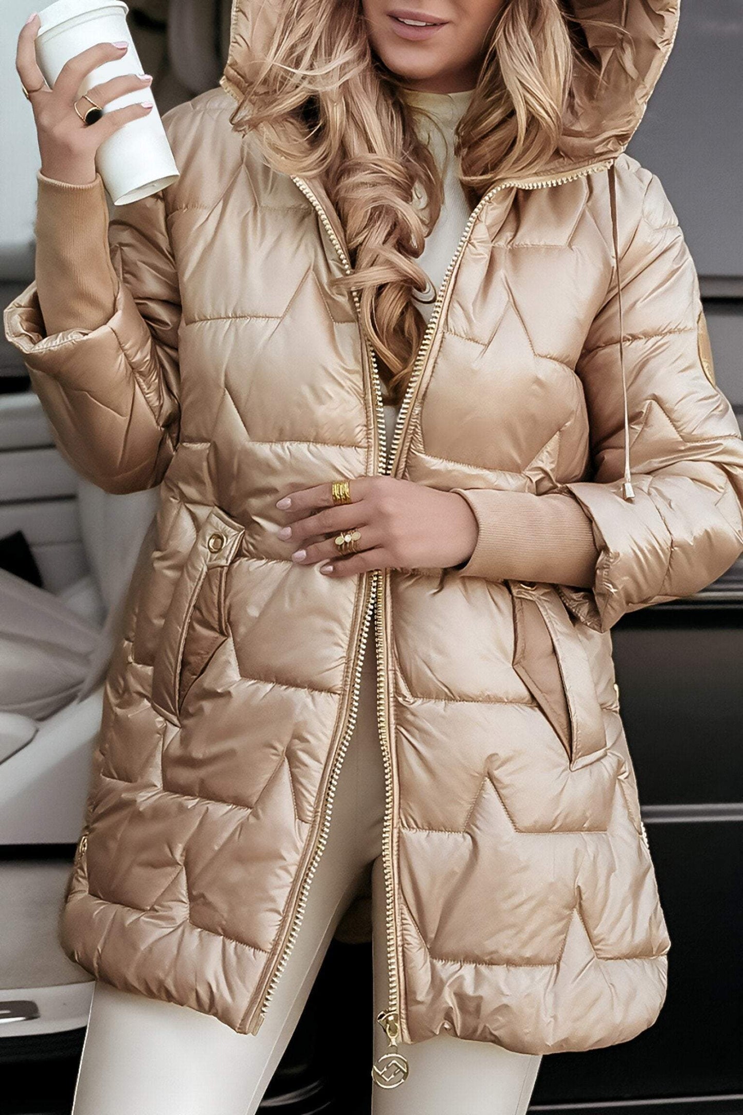 Génevieve | Manteau Long Femme Hiver Matelassé à Capuche – Élégant et Chaud, Idéal pour L'Hiver