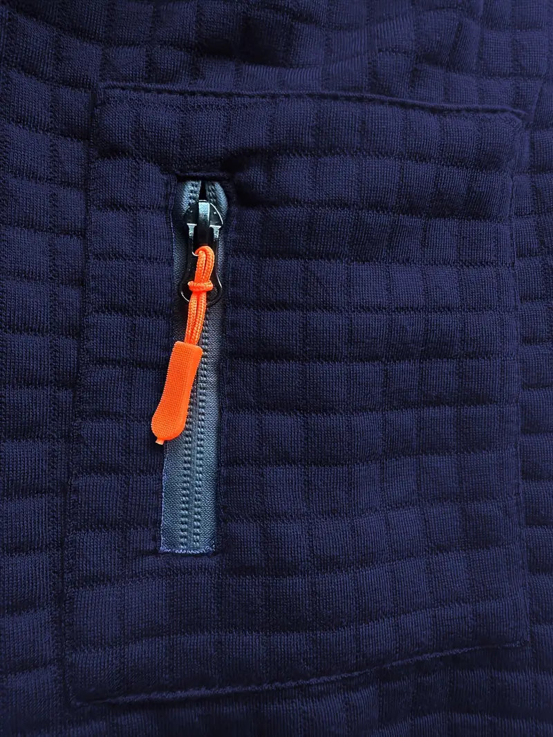 Maël | Polo Homme à Manches Longues en Tissu Structuré avec Poche Zippée et Col à Boutons