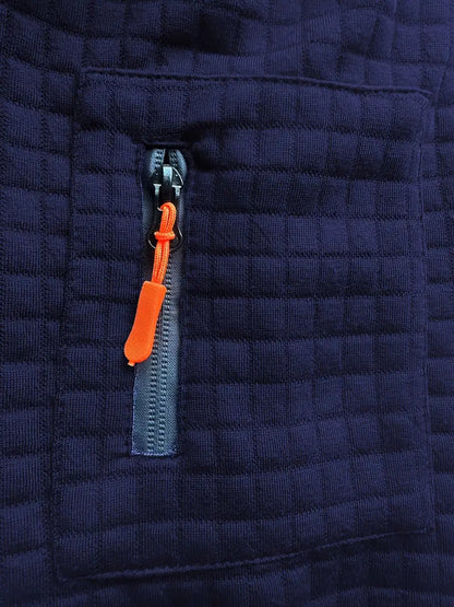 Maël | Polo Homme à Manches Longues en Tissu Structuré avec Poche Zippée et Col à Boutons
