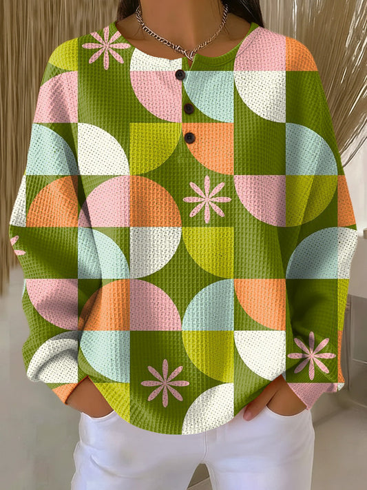 Daphné | Pull à Motif Abstrait à Carreaux pour Femmes