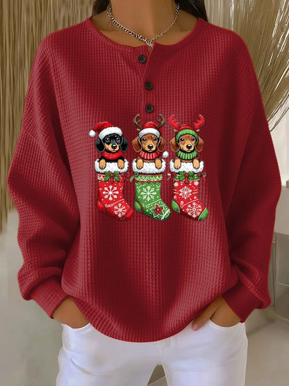Apolline | Pull de Noël Femme Vintage avec Motif de Chien