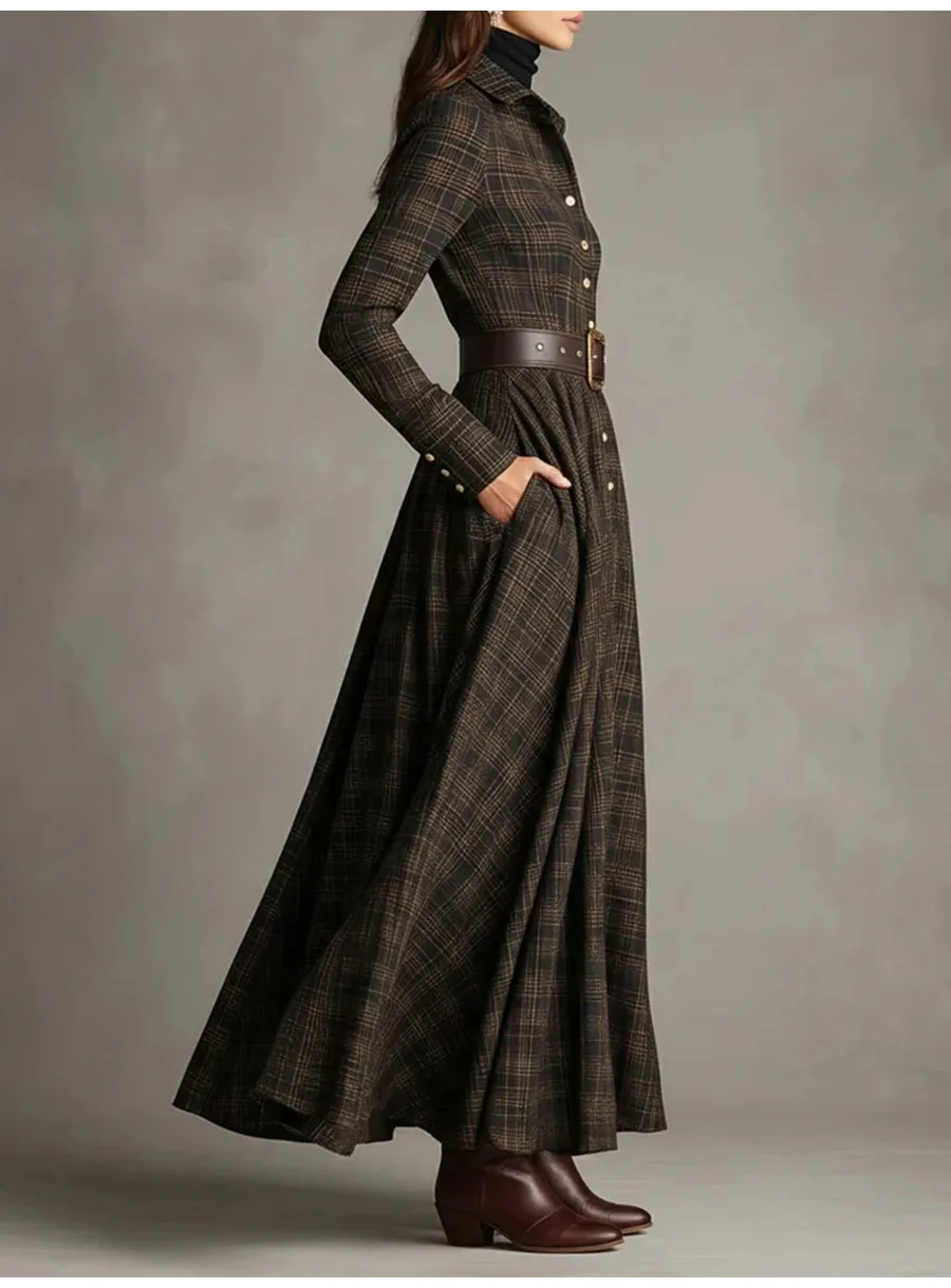 Lola | Robe Longue Femme Vintage avec Ceinture