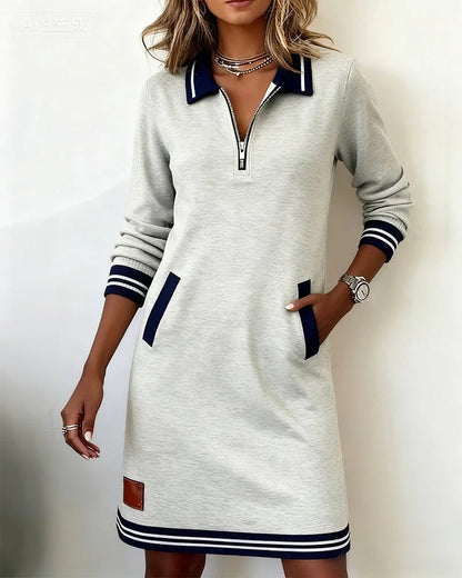 Adèle | Robe Longue Femme en Coton à Manches Longues avec Poche