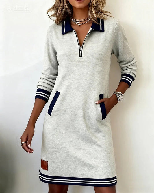 Adèle | Robe Longue Femme en Coton à Manches Longues avec Poche