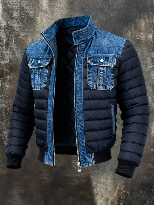 Théo | Veste d'Hiver en Denim Matelassé pour Homme