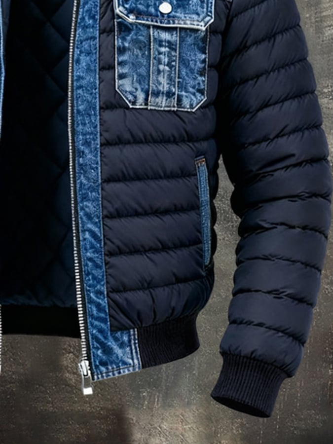 Théo | Veste d'Hiver en Denim Matelassé pour Homme